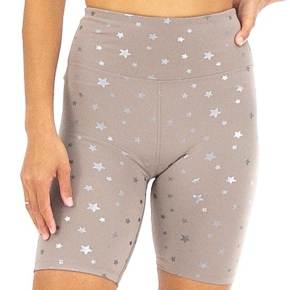 NWT Nanette Lepore | Cinder & Dark Silver Foil Constellation Bike Shorts - Picture 3 of 4